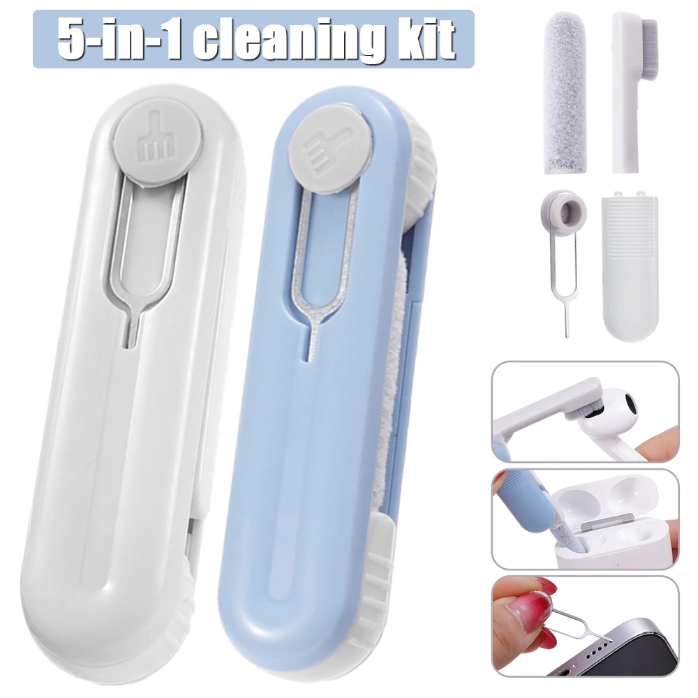 Earbuds Cleaner Brush Kit com ponta esponja macia, escova de limpeza, fones de ouvido Bluetooth, iPhone, Laptop, Teclado, AirPods Pro 1, 2, 5 em 1