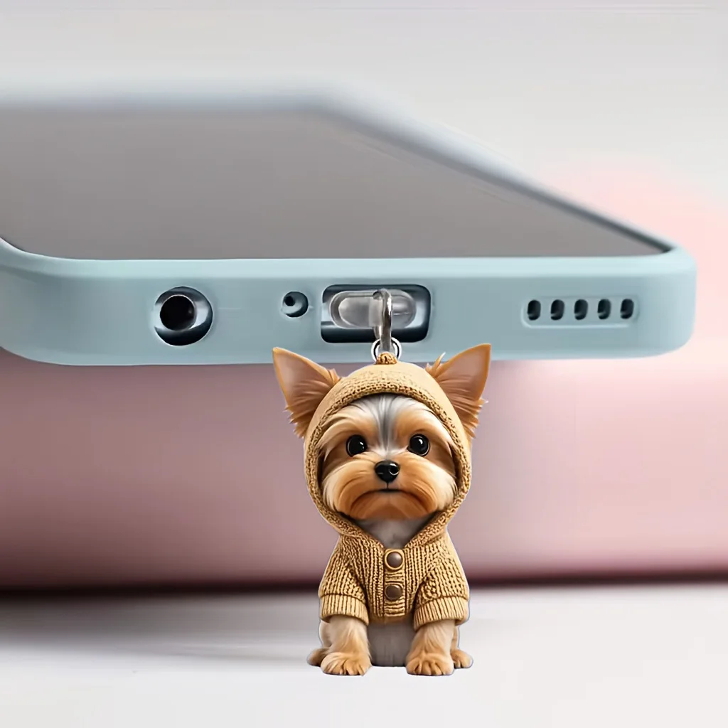 Protetor de Poeira para Celular: Plugue Anti-Poeira Exquisito com Desenho de Cachorro, Universal para Celulares, iPhones e Dispositivos Tipo-C