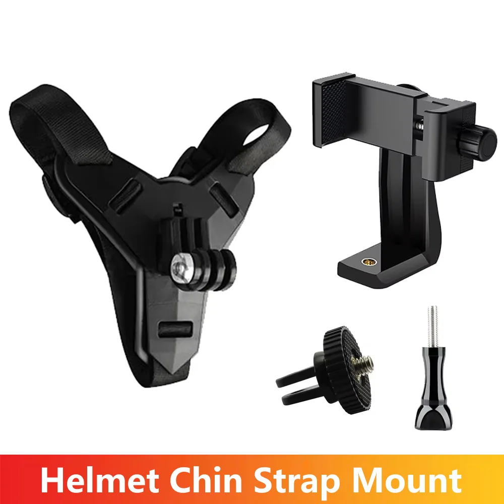 Capacete da motocicleta queixo cinta montar clipe de telefone titular para gopro insta360 osmo sjcam akaso para iphone huawei samsung smartphones