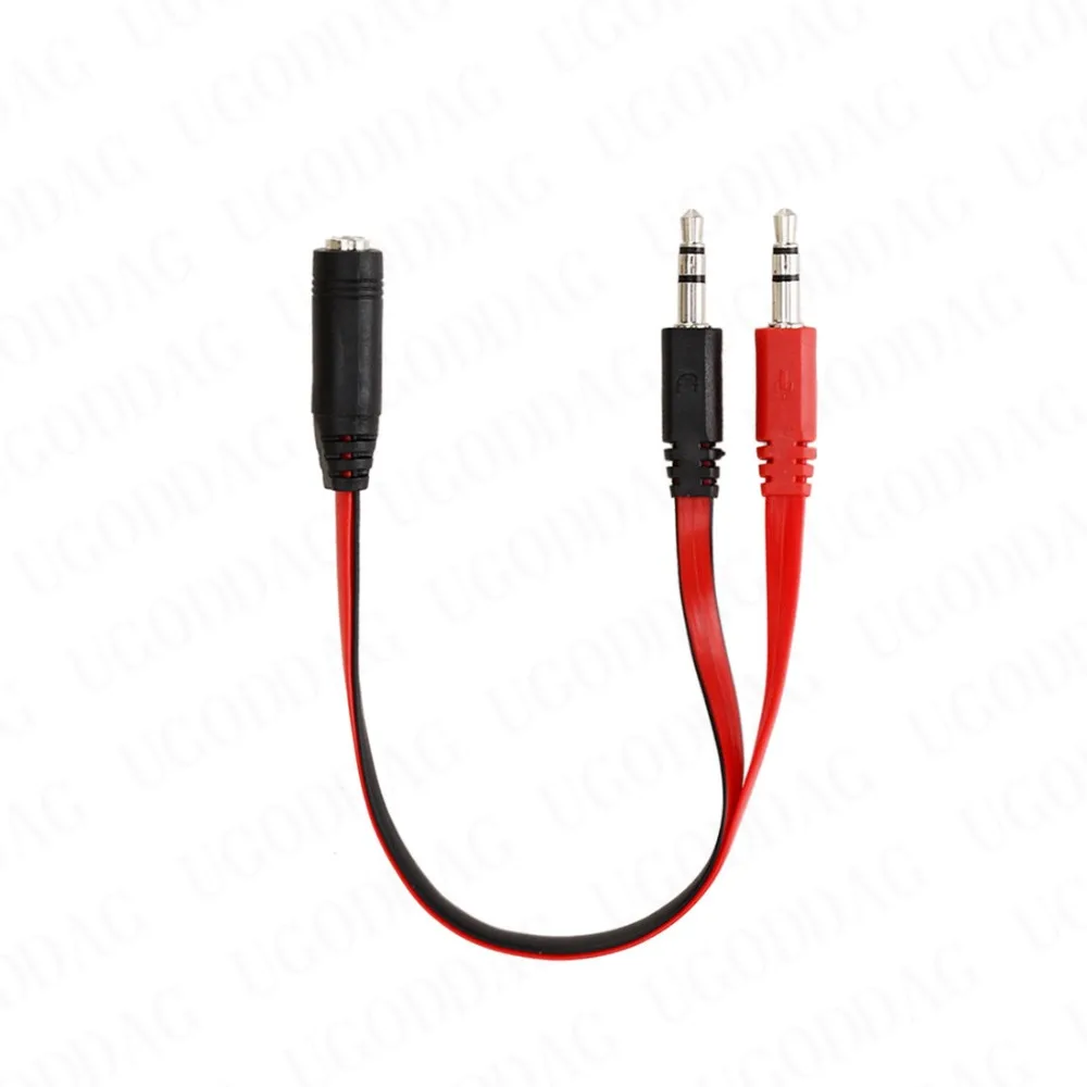 Cabo Divisor de Áudio Portátil 1 Macho para 2 Fêmeas 3.5mm, Cabo de Áudio 1 Fêmea para 2 Machos, Adaptador de PVC para Smartphone