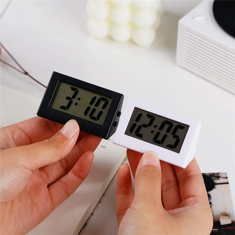 Mini Digital Car Desk Clock, Relogio digital, medidores, tela LCD, viagens, eletrônico, casa, escritório, desktop