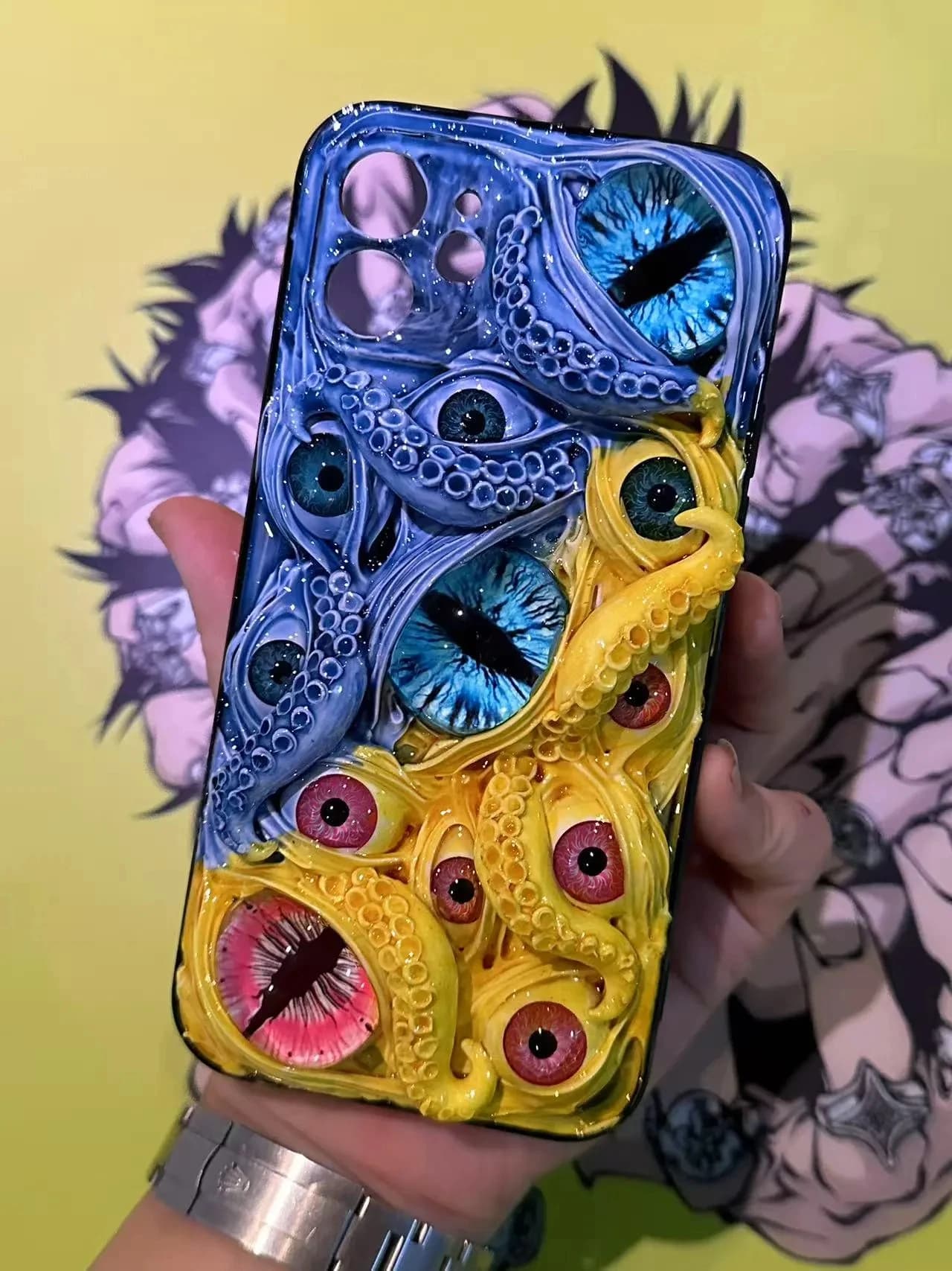 Cthulhu tentáculos olhos brilhantes capa de telefone para iphone 17 16 pro max 15 14 12 mini 11 13pro, capa de telefone de terror de halloween