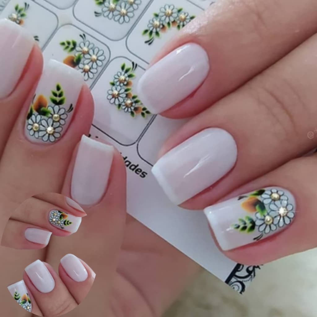 Achadinho Nail Art 60 Adesivo de Unha PRE PRONTO 30 PAR Linha Premium Florais (Tem que Finalizar com Base)