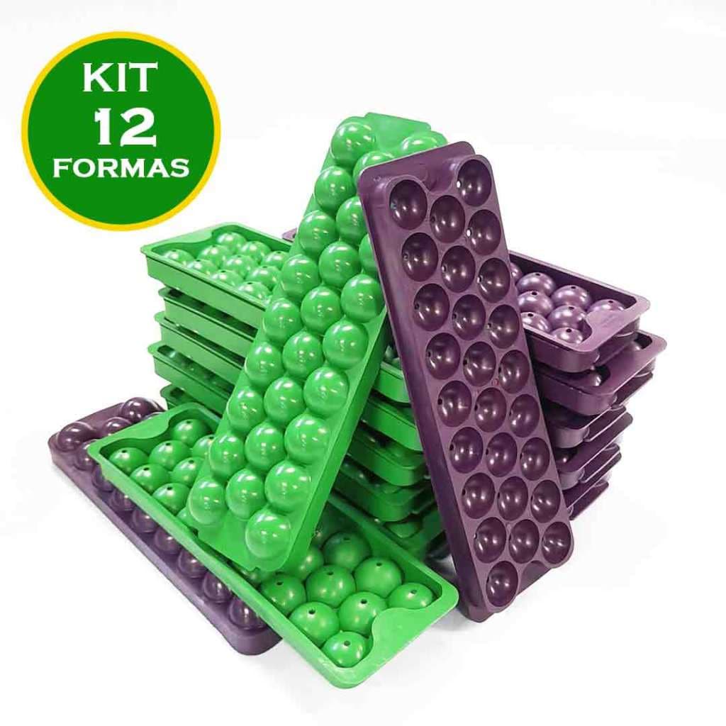12 Formas de Gelo Redondo com tampa, higiene total - Gelinhos tipo Bola,  - Forminha - Achadinhos da Shoppe - KIT 12