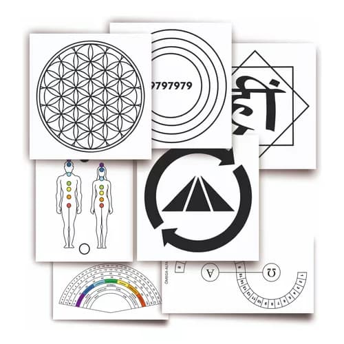 Kit 54 Gráficos Radiestesia Radiônica PVC 1mm 20x20 Mesa Radiônica Energia Prosperidade + Ebook