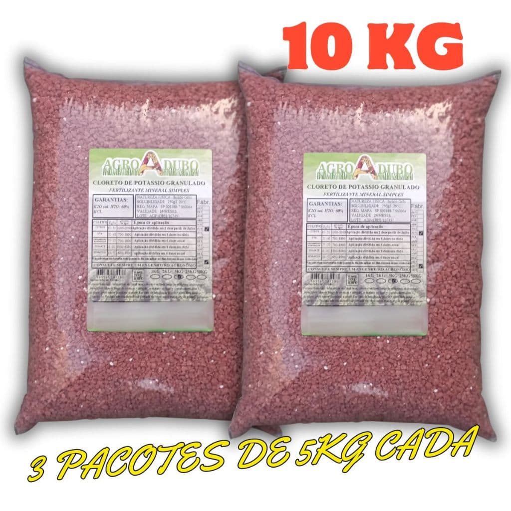 Fertilizante Cloreto Potássio Granulado 10Kg Adubo 60%kcl