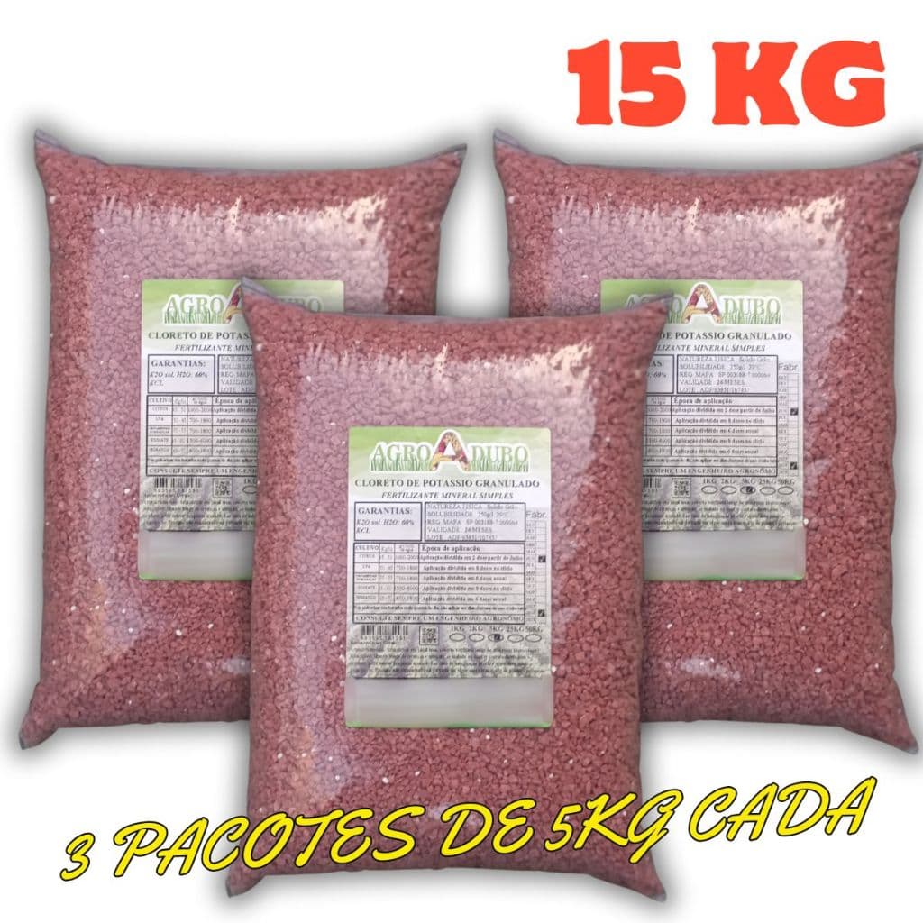 Fertilizante Cloreto Potássio Granulado 15kg Adubo 60% Kcl