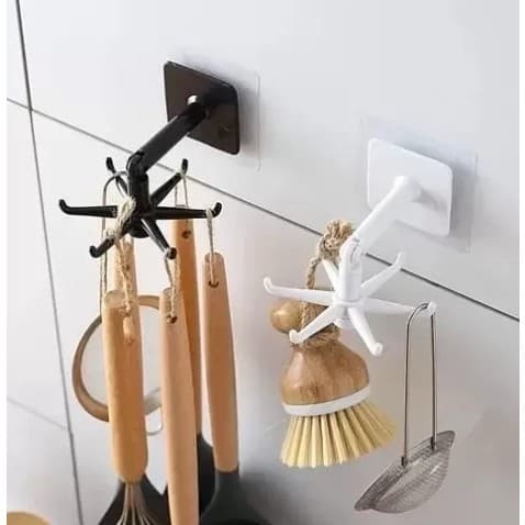 Kit 2 Ganchos Para Utensílios Rotatório de Cozinha Talheres Giratório Adesivo para Fixação Sem Furos Multifuncional-sun