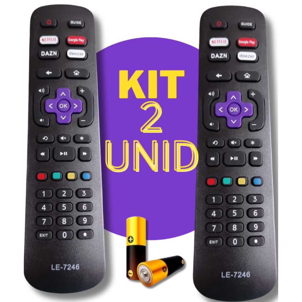 kit 2 Controle Remoto Tv Smart Aoc Roku  Botão Netflix Deezer Googleplay DAZN