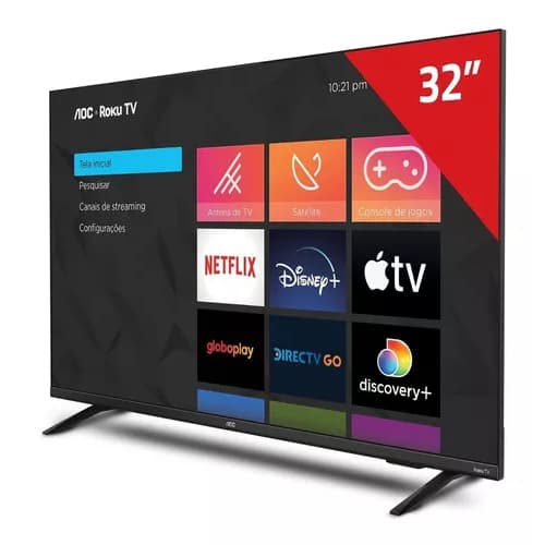 Smart Tv 32 polegadas Hd Roku Tv 32s5155/78g Preta Aoc Bivolt