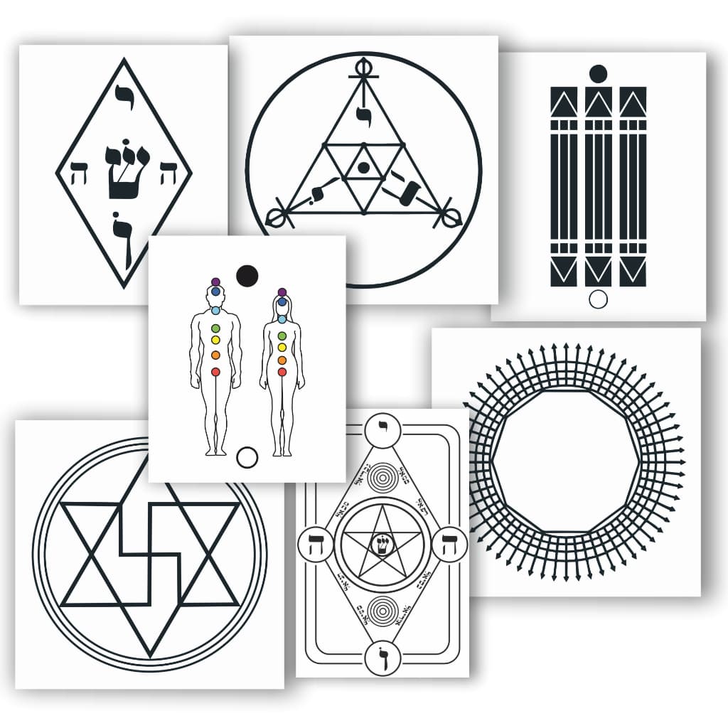 Kit 54 Gráficos Radiestesia Radiônica PVC 1mm 20x20 Mesa Radiônica Proteção Prosperidade + Ebook