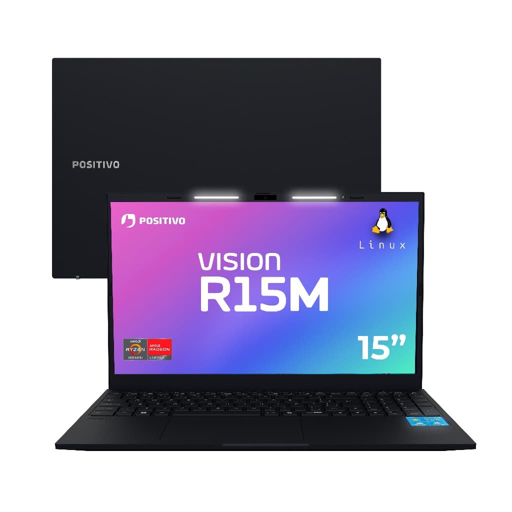Notebook Vision R15M Ryzen 7-5825U Linux 24GB RAM 512GB SSD Wi-Fi 6 - IPS - Positivo AMD