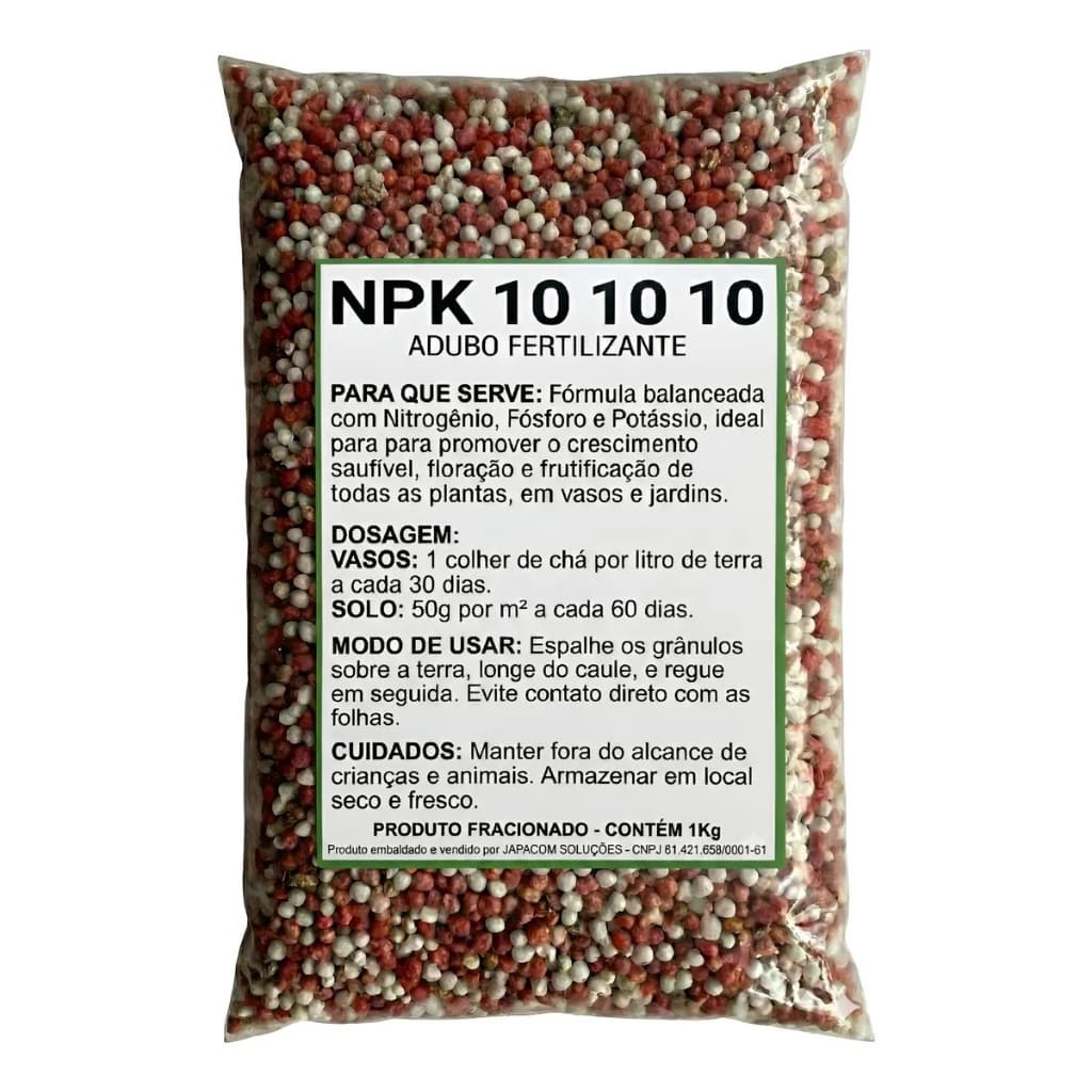 Adubo Fertilizante NPK 10 10 10 - 1kg - Para Flores, Frutas, Jardins e Vasos - Crescimento Rápido