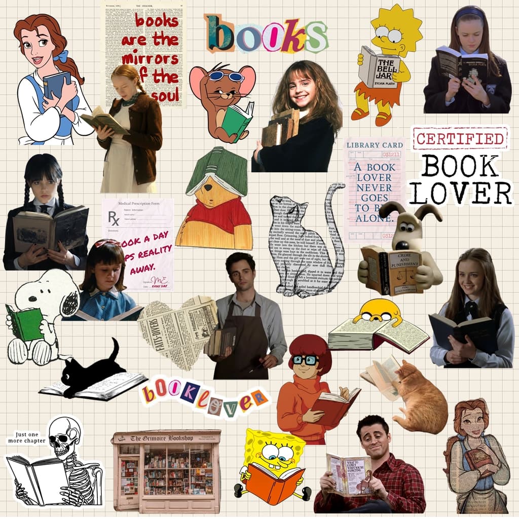 Kit 30 Adesivos Love Books Personagens Apaixonados por Literatura Livros À Prova D'Água Kindle