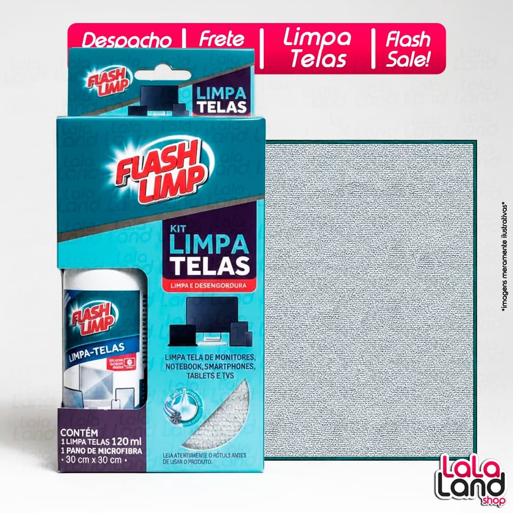 Kit Limpa Telas Estampas Sortidas KIT0528 Flash Limp Desengordura Smartphones Notebooks e Televisores Sem Riscar