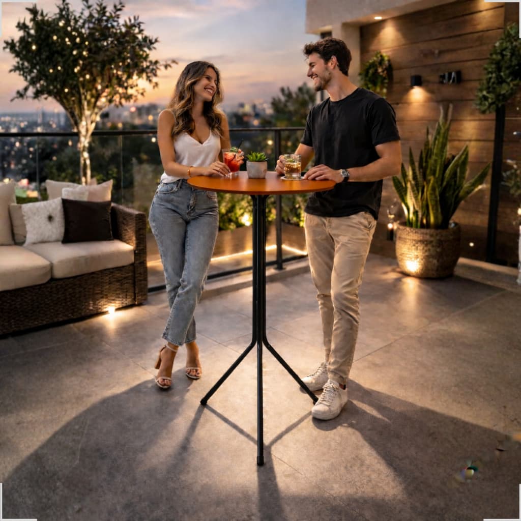 Mesa Bistrô Alta MDF Aço Bar Cozinha Balcão Lanchonete Area Gourmet Achadinho
