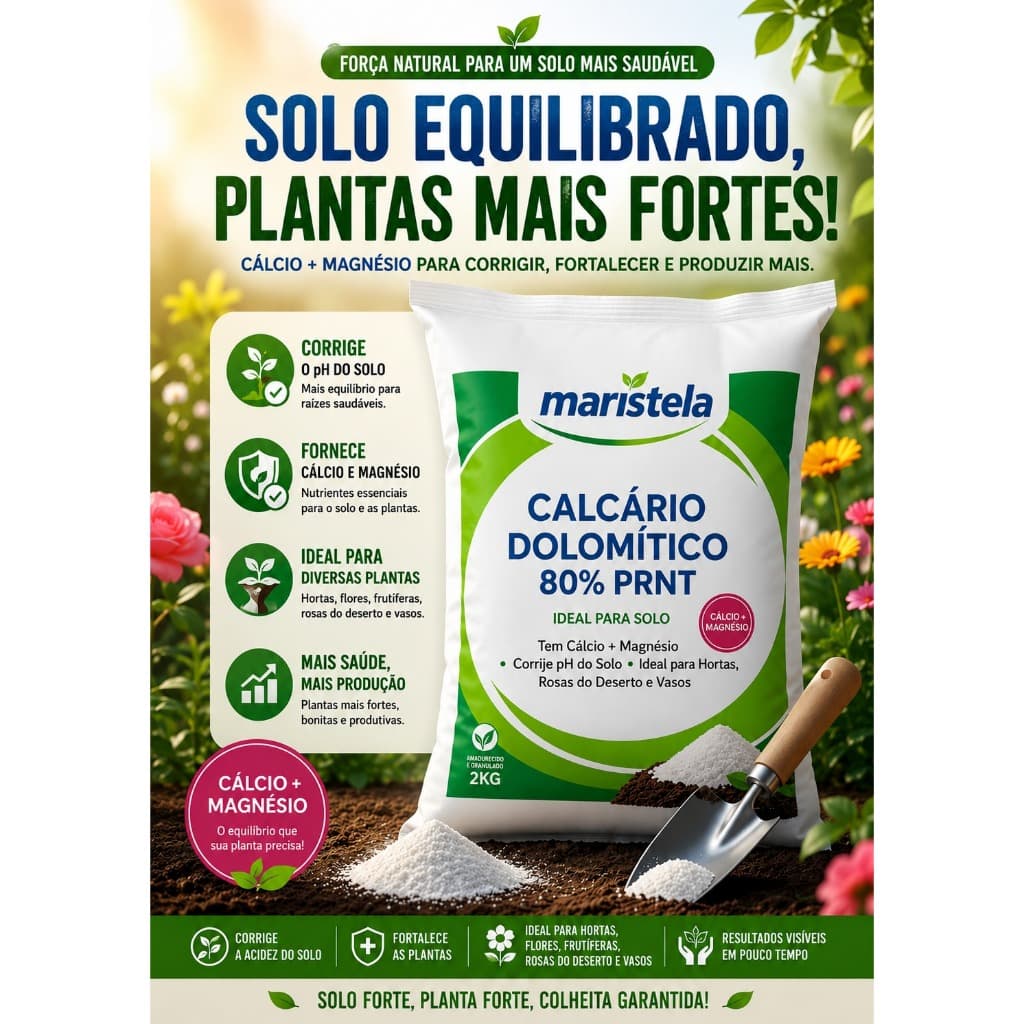 Calcário Dolomítico 80% PRNT Premium | Correção do Solo Para Hortas, Plantas e Jardinagem