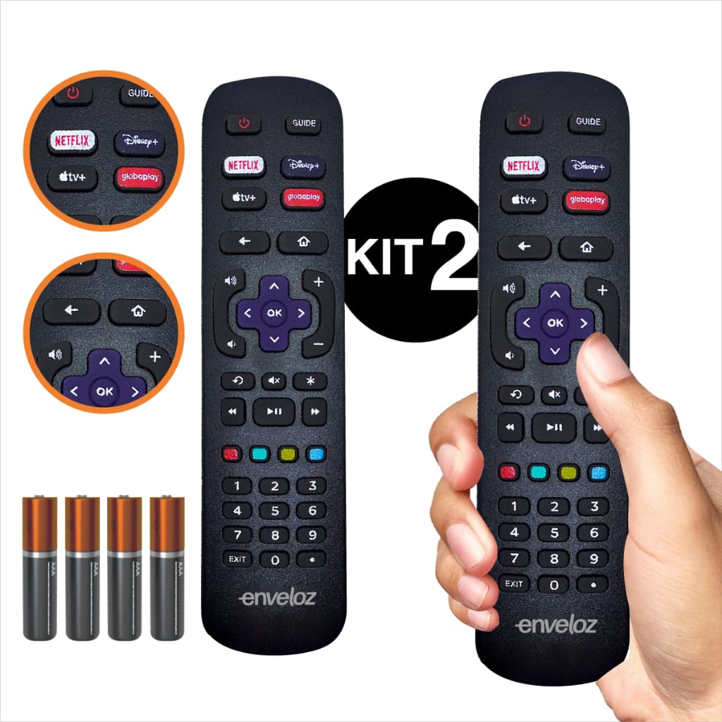 Controle Remoto Compatível Tv Roku Philco AOC Semp TCL Smart 4K LED LCD Disney Pilha Grátis