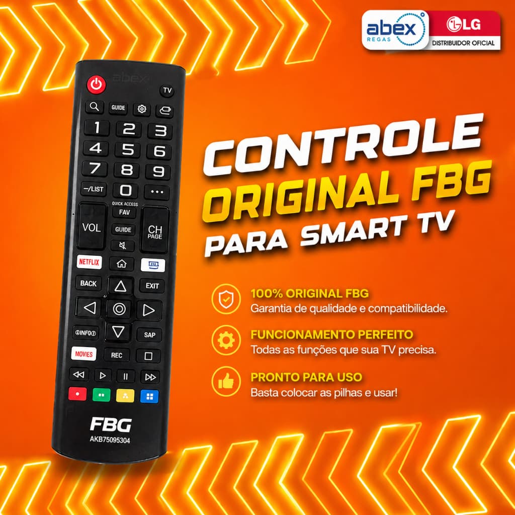 kit Controle Remoto Original FBG - TV LG - Universal TV LG - Televisão Smart LED 4k