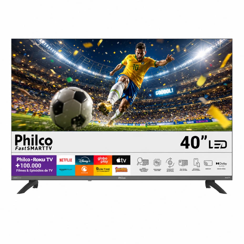 Smart Tv 40'' Philco Roku Tv Hdr10 Dolby Áudio P40cra