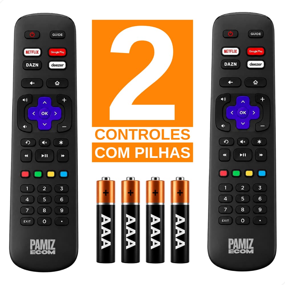 Controle Remoto TV Smart AOC Roku Netflix GloboPlay DAZN Deezer tdd