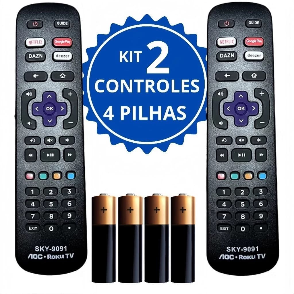 Kit 1 e 2 Controle Remoto Compatível com Televisão Roku AOC Smart TV Philco e Semp | Envio Imediato