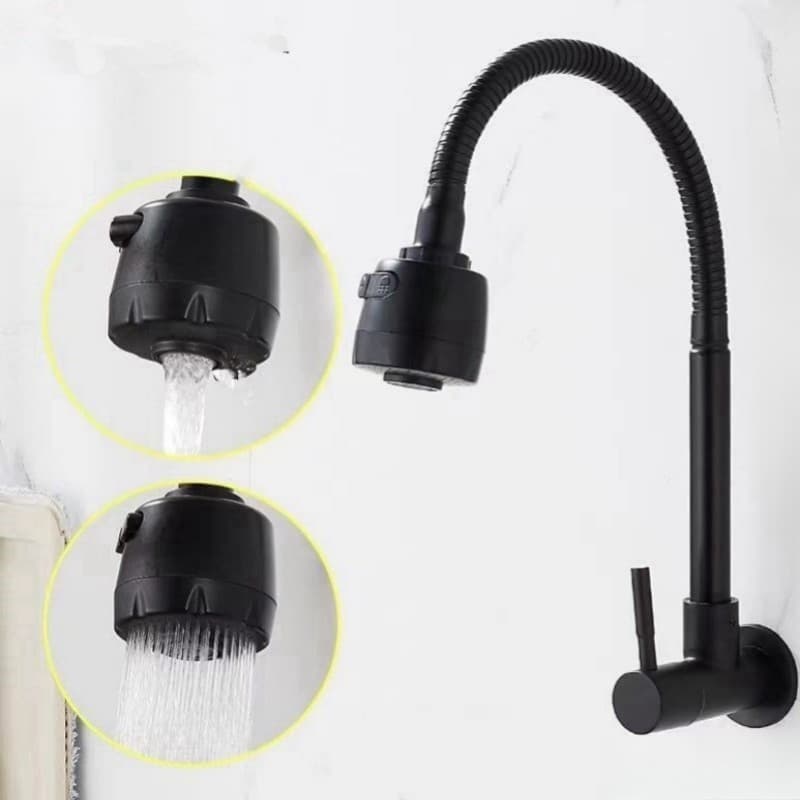 Inox Torneira  Prata/Preto Com Chuveiro Com Rotação De 360° Cozinha Luxo Parede Promoção