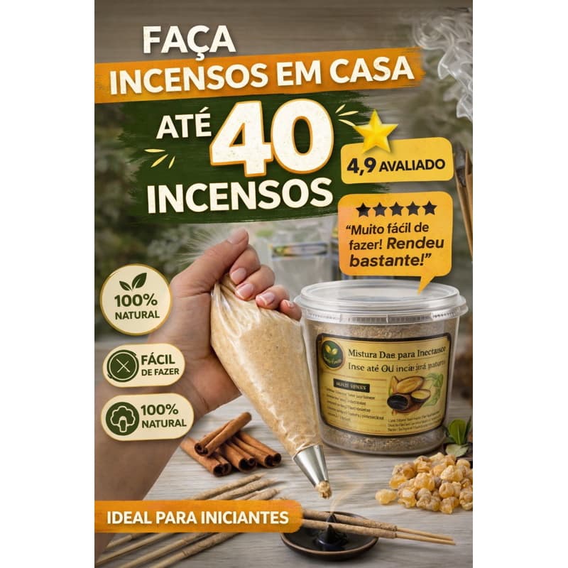Incenso Natural em pó Fabricar em Casa | Kit Mistura Pronta + eBook Rende Até 40 Incensos, fabricaçao de Incensos.