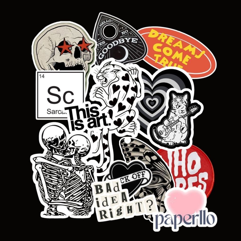 18 Adesivos Gotic Style Para Colagem e Personalização Garrafinhas Journal Kindle Capinhas