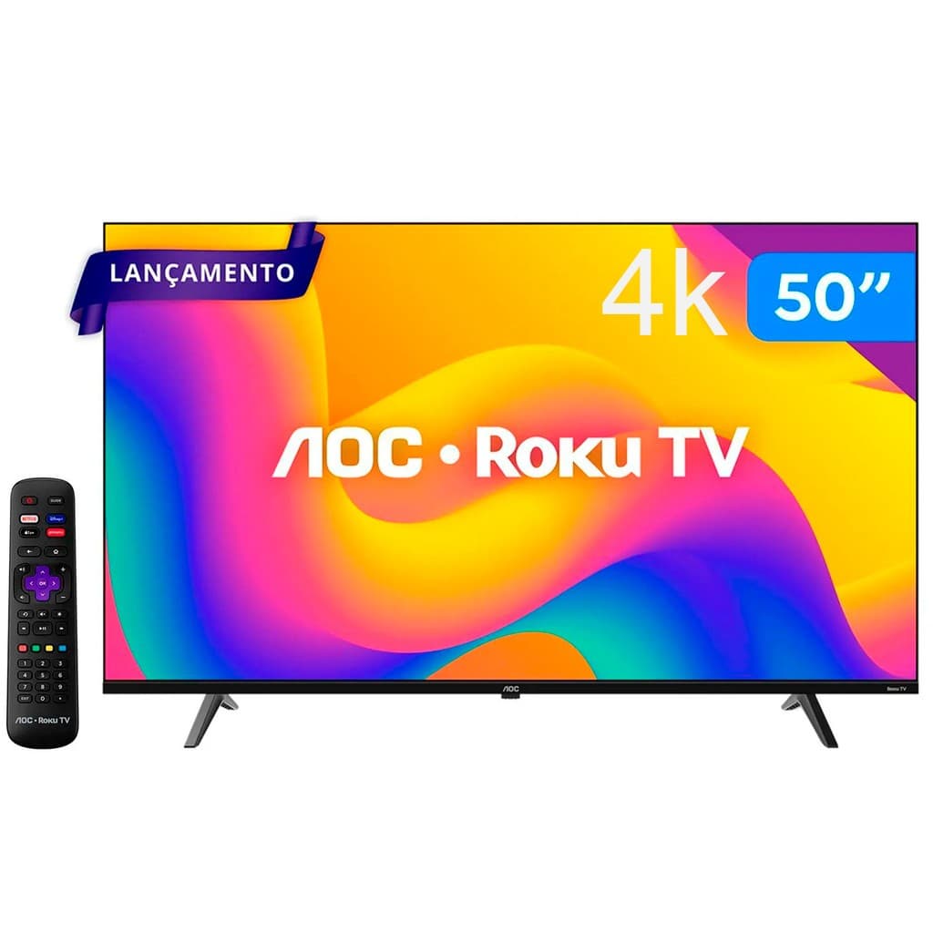 Smart TV AOC 50" 4K LED 50U7045/78 UHD Roku TV Wi-Fi HDMI USB 60hz Bivolt