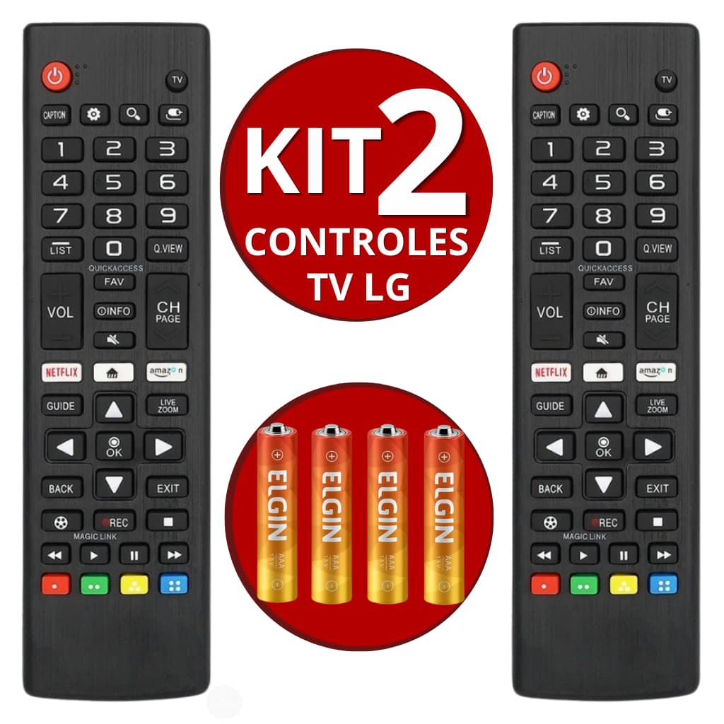 Kit 1 e 2 Controle Remoto Televisão LG Smart TV 4K LED LCD Com Pilhas e Atalho Netflix | Envio 24h