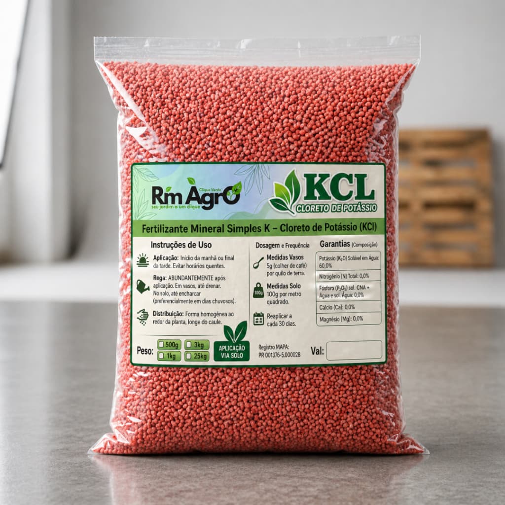 Fertilizante KCL Granulado Adubo Cloreto de Potássio - Pacote 1k