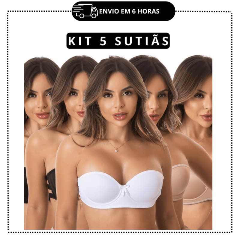Kit 5 Sutiã 3 TIRAS Reforçado Tomara que Caia Oferta Preço Moda Íntima Feminina Conforto e Qualidade