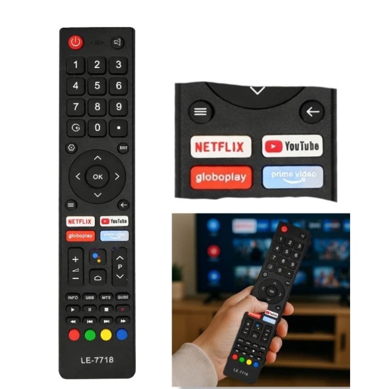 Controle Remoto Compatível Com Tv Philco Smart Lcd Android Televisor Netflix Prime YouTube Atalhos