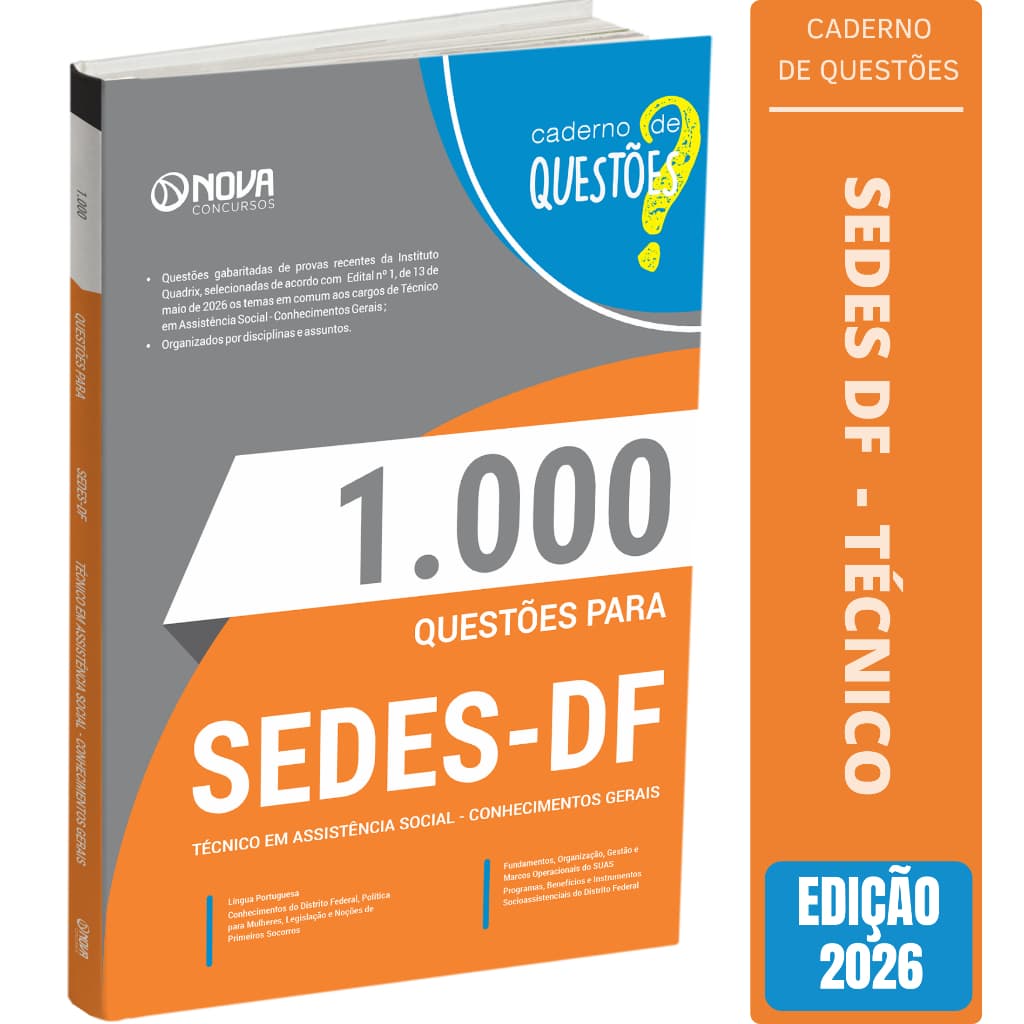 Livro 1000 Questões Gabaritadas para SEDES DF - Técnico em Assistência Social