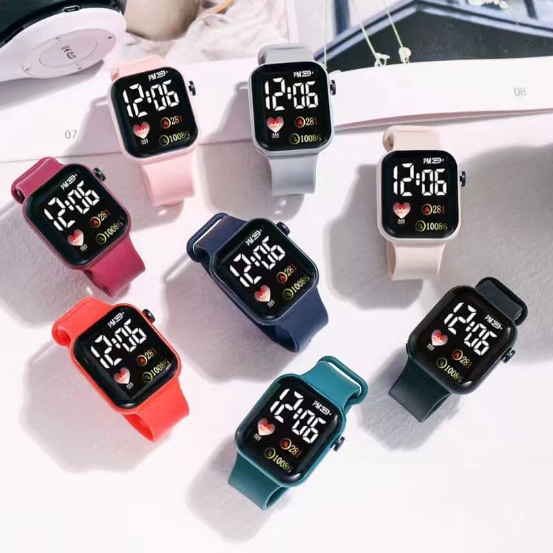 Moda Minimalista Coreana Ultra Fina LED Display Digital Relógio Unissex Preto Verde Rosa Opções