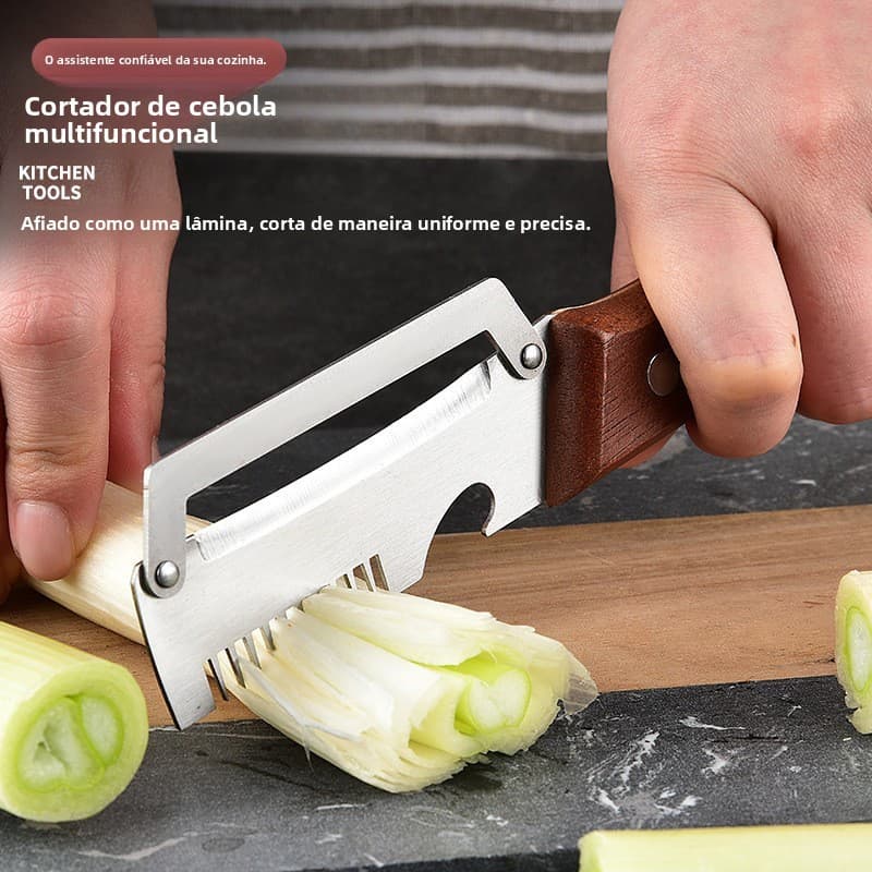 Descascador e fatiador multifuncional de aço inoxidável para cebolinhas, utensílio de cozinha para descascar frutas, mel