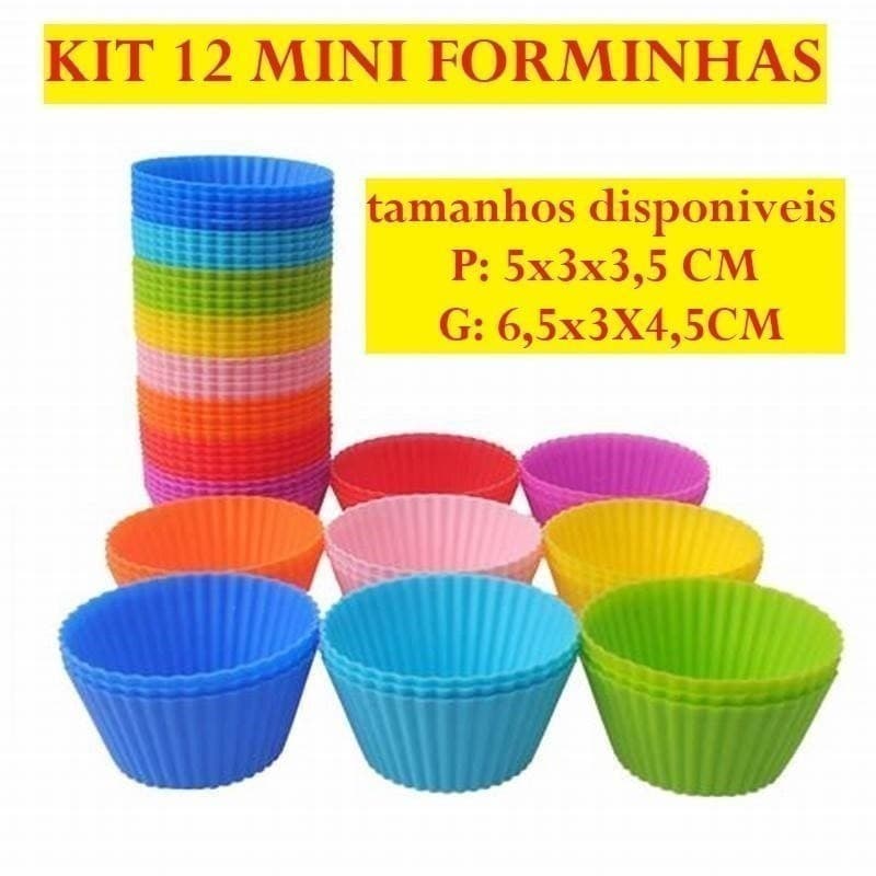 OFERTA KIT 12 Mini Forminha De Silicone 6,5x3X4,5Cm Para Bolo Forma De Cupcakes Colorido