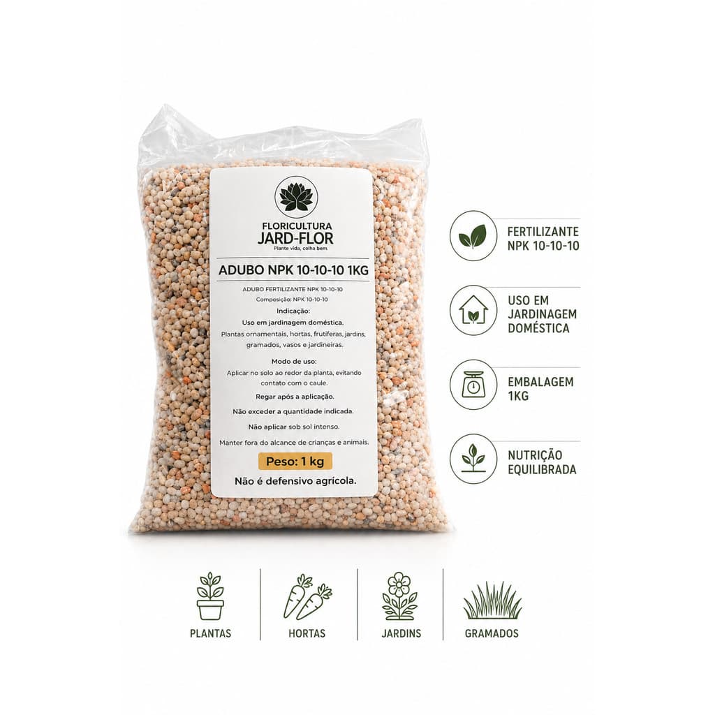 Adubo NPK 10-10-10 Fertilizante para Jardinagem, Hortas e Plantas – 1kg
