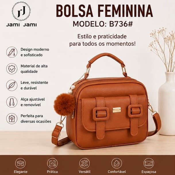 Bolsa Feminina Com Alça Lateral Transversal Faixa de Mão De Couro B736 AMY