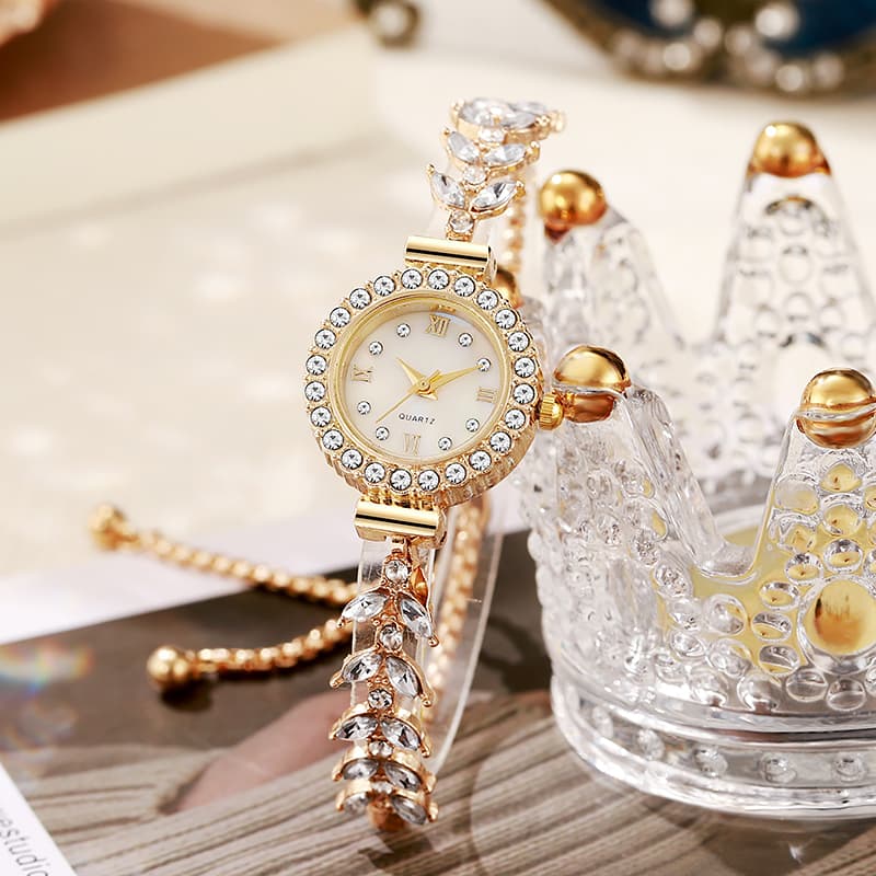 Elegante Sereia Strass Pulseira Banda Relógio De Quartzo Para Mulheres