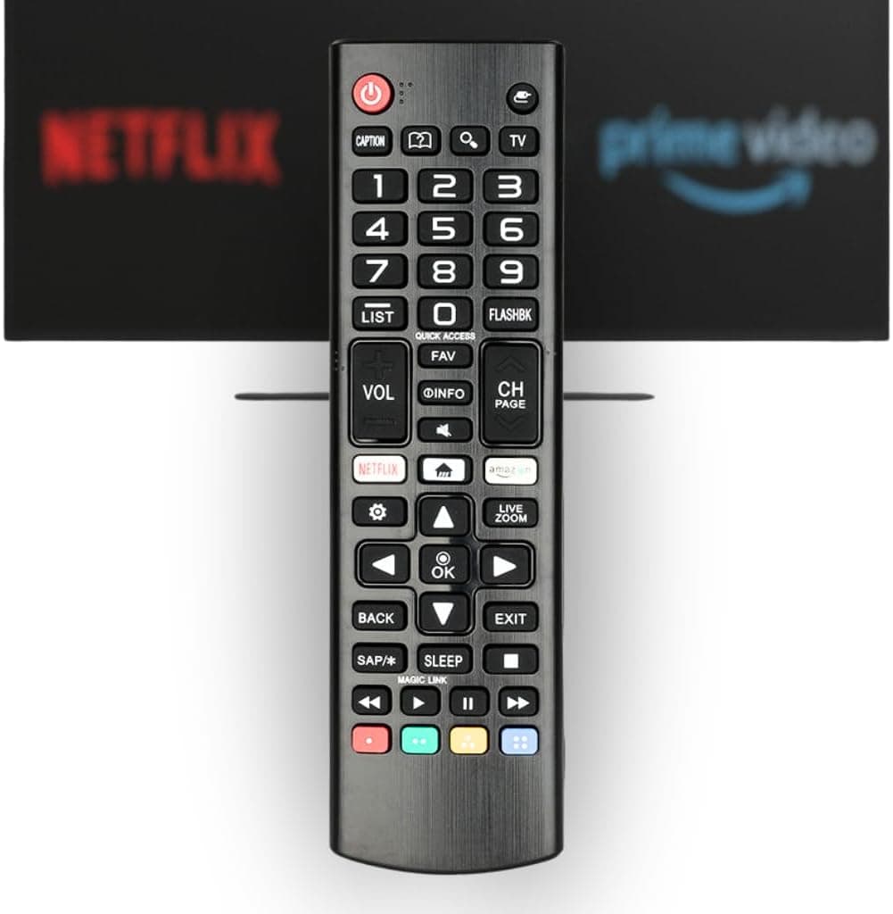 Controle Remoto Compatível com TODAS Smart TV LG — Com Botões Netflix e Prime Video — Funciona em Modelos LED, LCD, 4K, UHD e OLED — Não Precisa Configurar