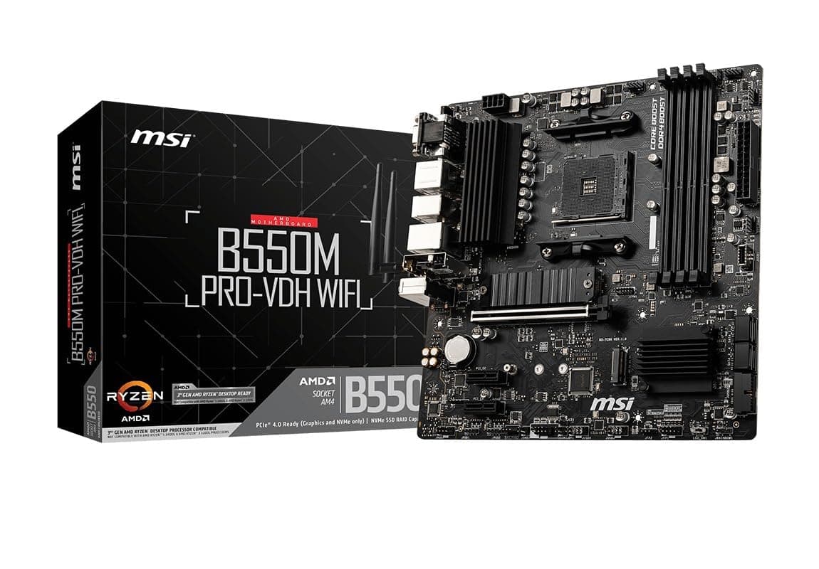 Placa-M&atilde;e MSI B550M PRO-VDH WIFI AM4 mATX &ndash; Suporte Ryzen, DDR4, Wi-Fi Integrado, M.2 NVMe, HDMI/DP/VGA, USB 3.2, Ideal para PC Gamer e Profissional | Amazon.com.br