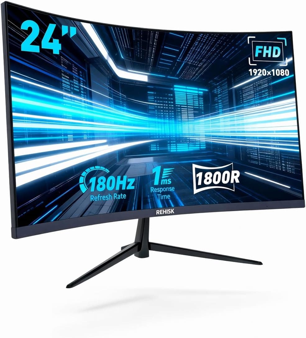Monitor Gamer Curvo 24" FHD 1080P - 180Hz, 1ms, Tela 1800R, Compatível com FreeSync e G-Sync, Alto-falantes Integrados, HDMI 2.0, DisplayPort 1.4, Filtro de Luz Azul, VESA