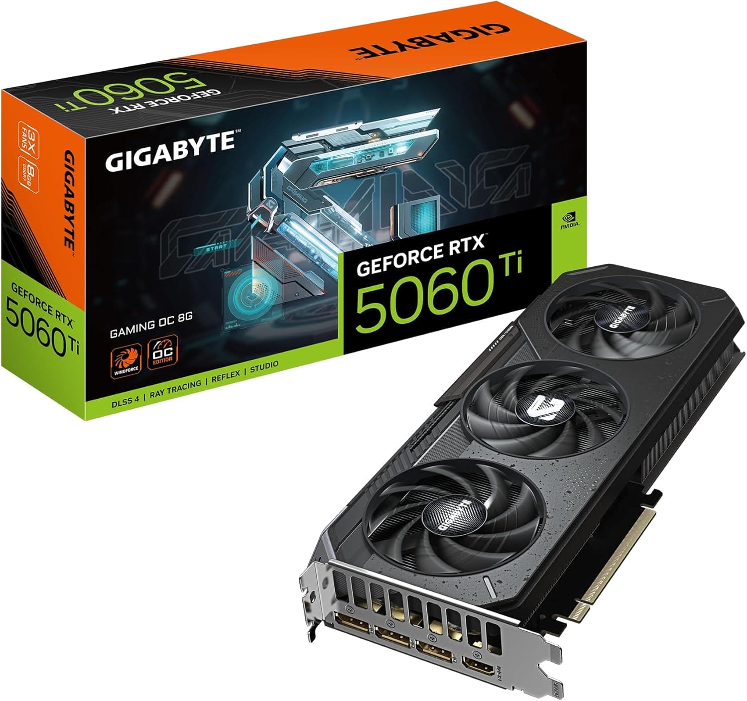 Gigabyte Placa de vídeo GeForce RTX 5060 Ti GAMING OC 8G - 8GB GDDR7, 128bit, PCI-E 5.0, 2647MHz Core Clock, 3 x DisplayPort, 1 x HDMI, GV-N506TGAMING OC-8GD