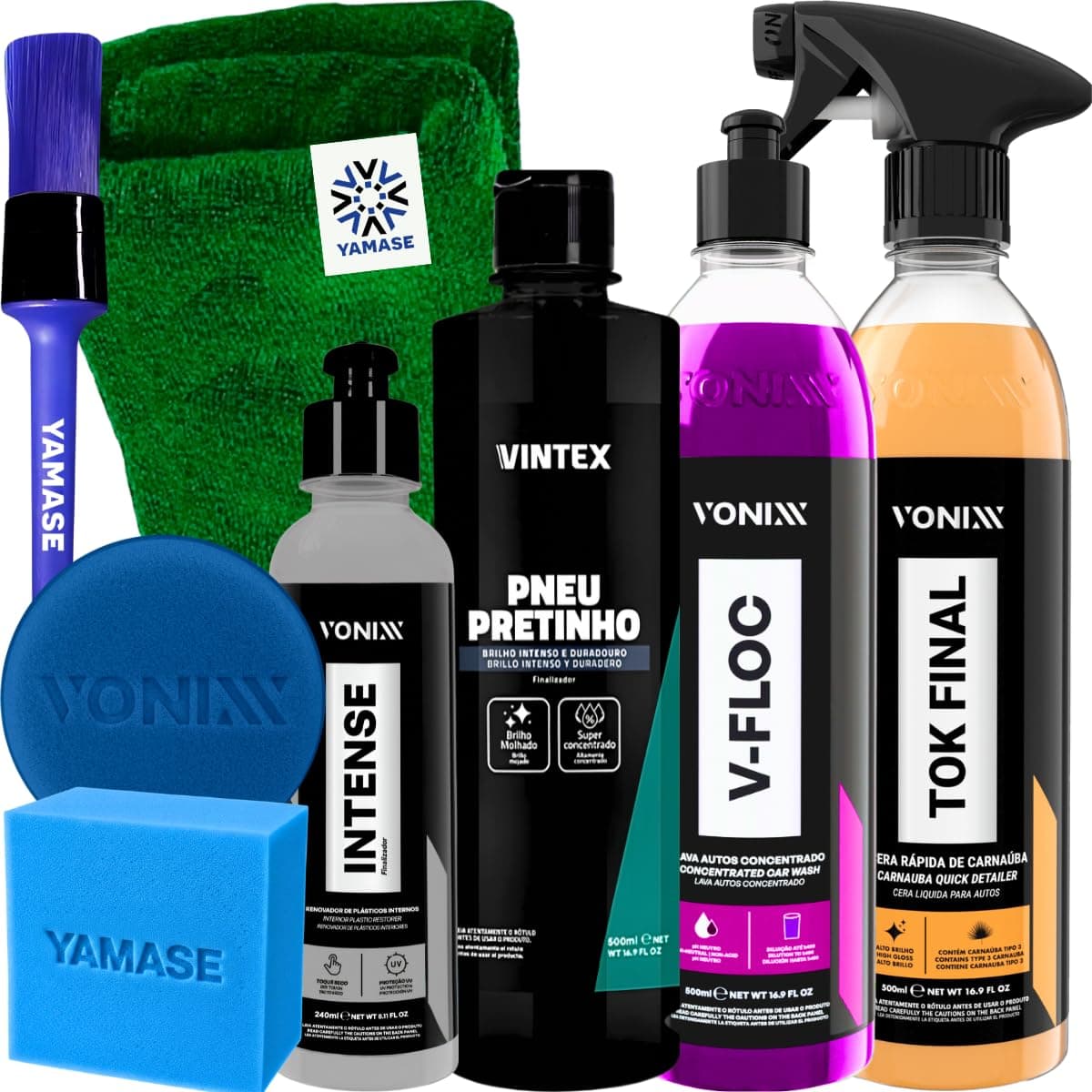 KIT SHAMPOO V-FLOC CERA TOK FINAL REVITALIZADOR INTENSE 240ML VONIXX PRETINHO VINTEX : Amazon.com.br: Automotivo