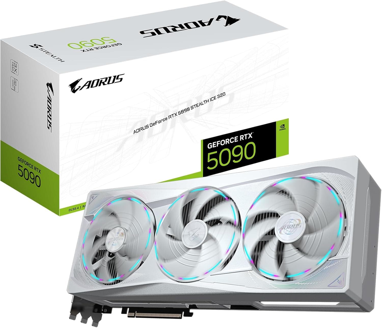 GIGABYTE Placa gráfica AORUS GeForce RTX 5090 Stealth ICE 32G, GDDR7 de 32 GB 512 bits, PCIe 5.0, sistema de resfriamento WINDFORCE, suporte VGA versátil, placa de vídeo GV-N5090AORUSST ICE-32GD