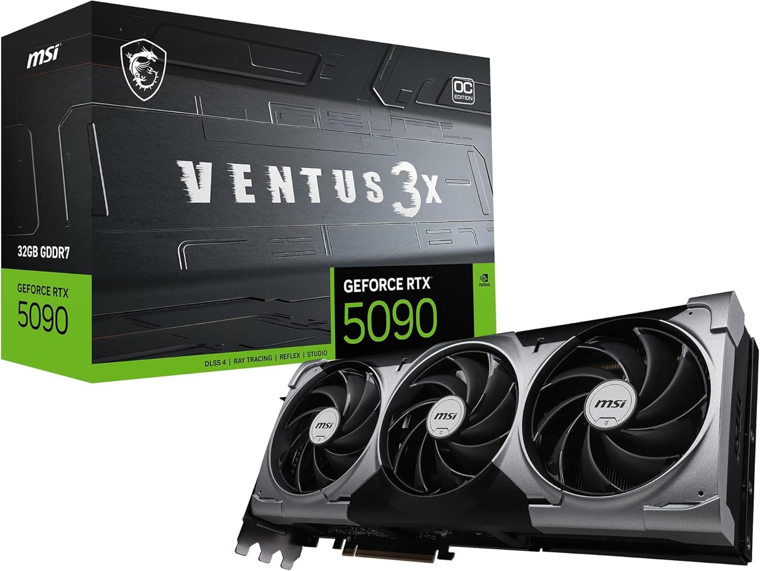 MSI Placa gráfica Gaming RTX 5090 32G Ventus 3X OC (32GB GDDR7, 512-bit, Extreme Clock TBD MHz, DisplayPort x3 2.1a, HDMI 2.1b, NVIDIA Blackwell Architecture)