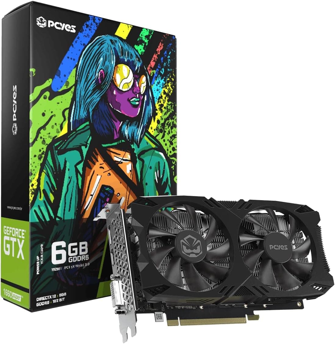 PCYES - GPU GTX 1660 SUPER GDDR6 6GB 192 BITS FULL SIZE DUAL FAN PVX1660S62F