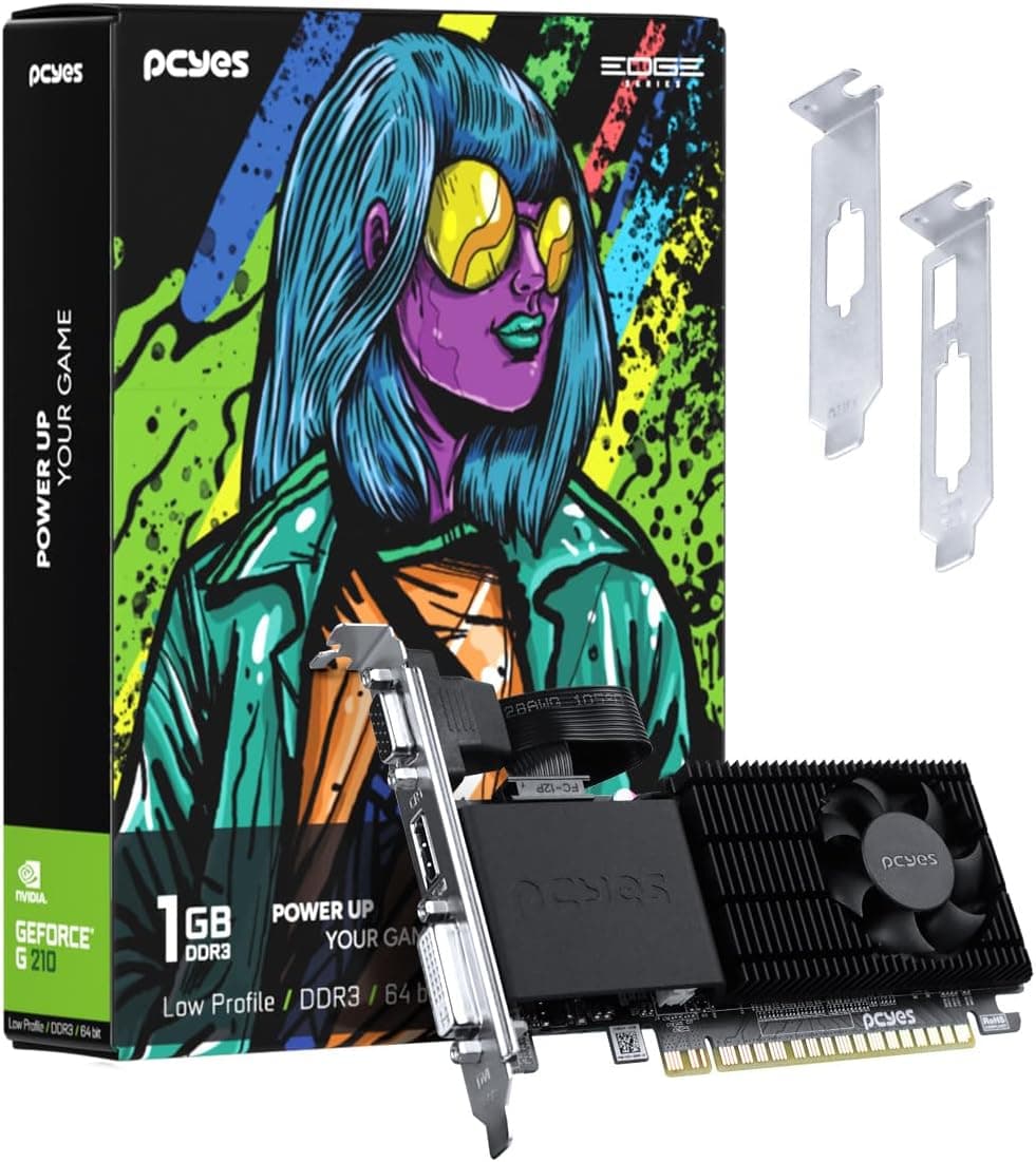 PCYES GPU NVIDIA GEFORCE G 210 1GB DDR3 64 BIT PROJETO EDGE LOW PROFILE SINGLE FAN - PPE210DR3SFBR